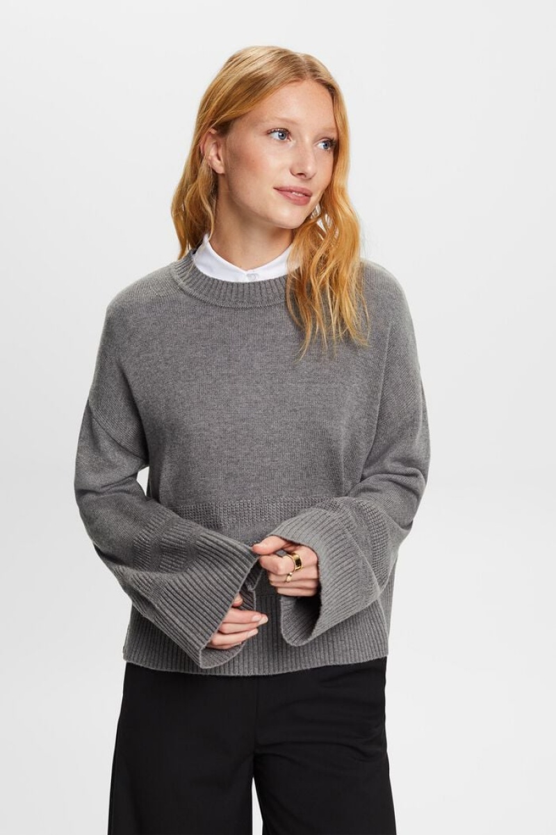 Dámské Jumpers Esprit Boxy Crewneck Hnědé Šedé | BGI836912