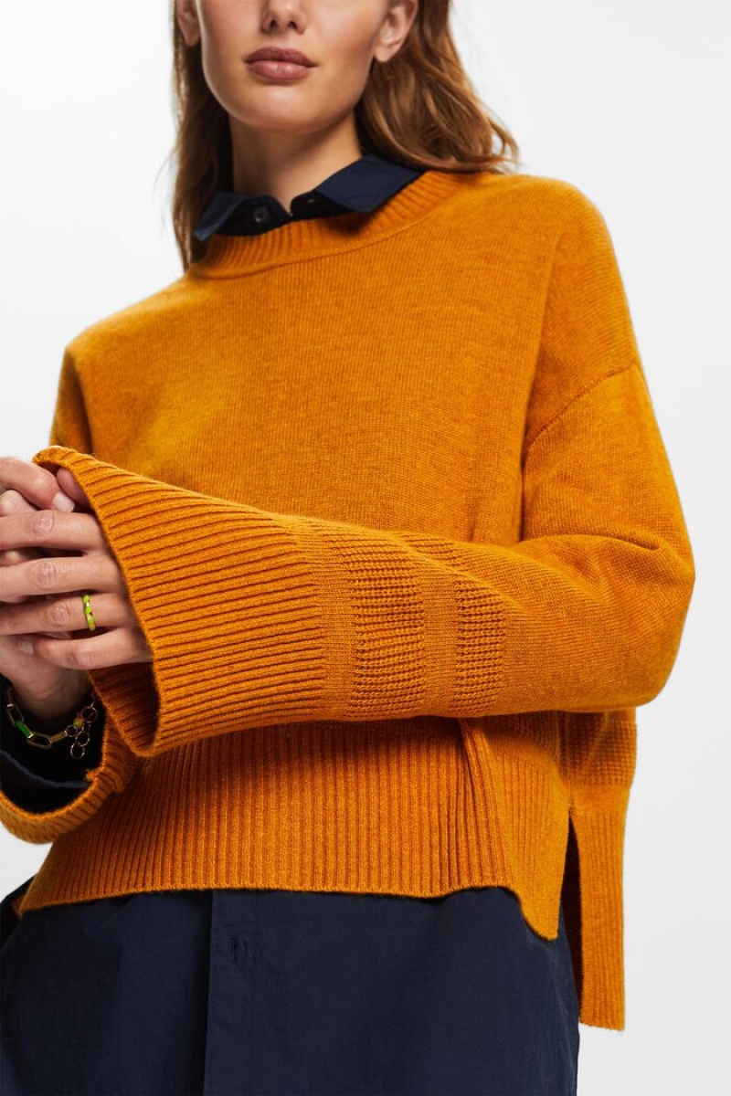 Dámské Jumpers Esprit Boxy Crewneck Oranžové Žluté | UBA075982