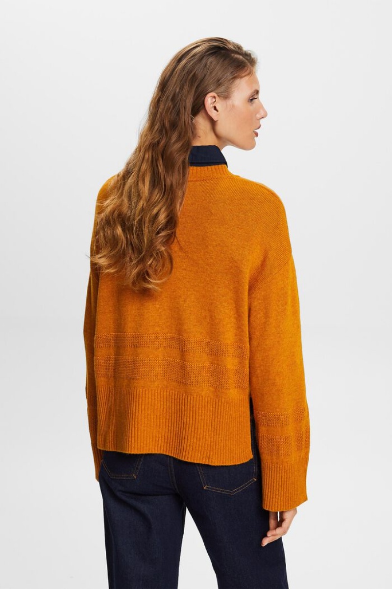 Dámské Jumpers Esprit Boxy Crewneck Oranžové Žluté | UBA075982