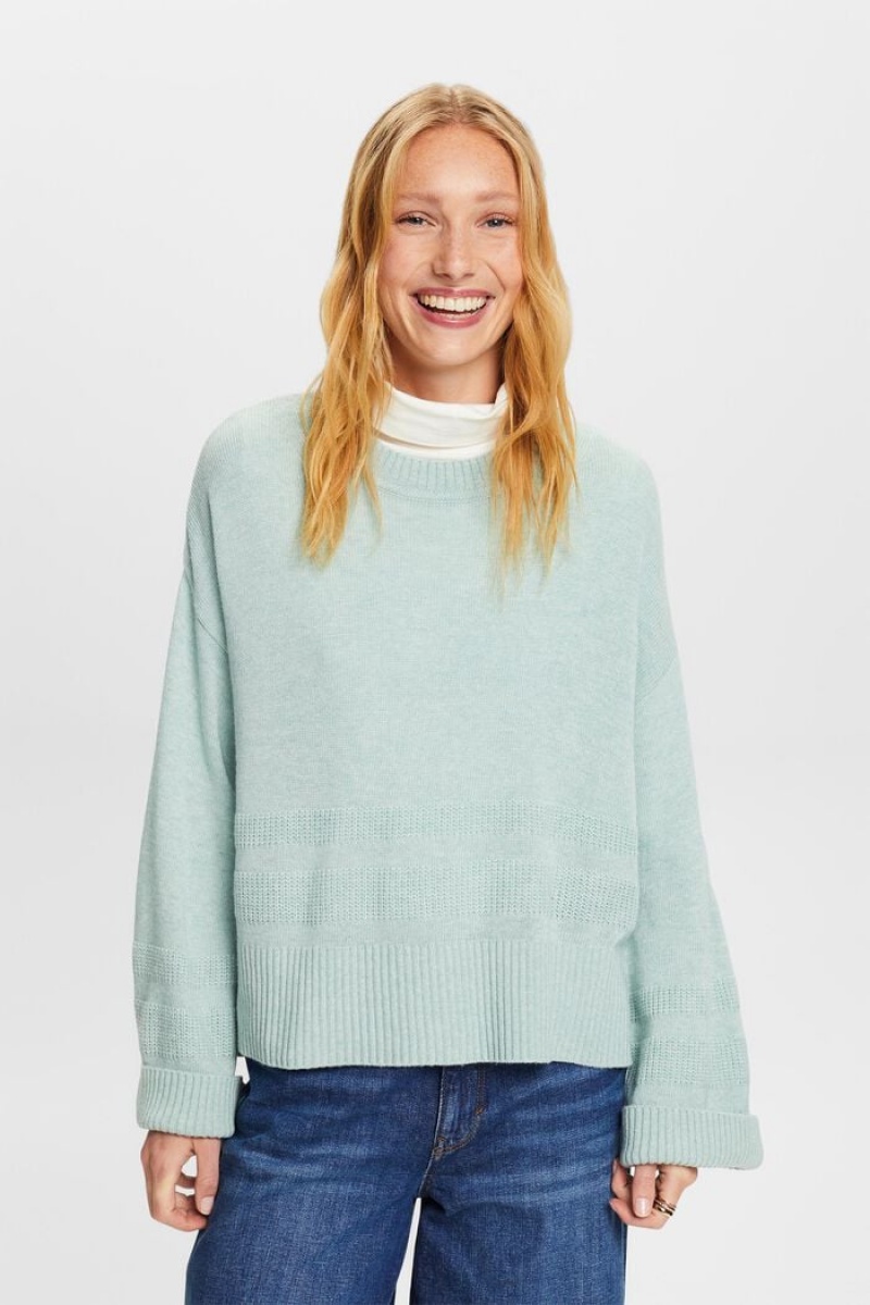 Dámské Jumpers Esprit Boxy Crewneck Světle Tyrkysové Zelene | RMS480215