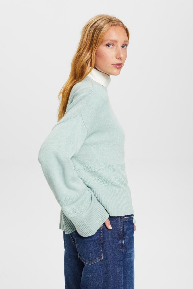 Dámské Jumpers Esprit Boxy Crewneck Světle Tyrkysové Zelene | RMS480215