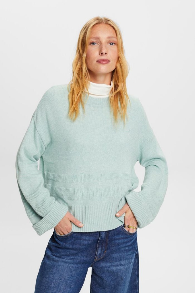 Dámské Jumpers Esprit Boxy Crewneck Světle Tyrkysové Zelene | RMS480215