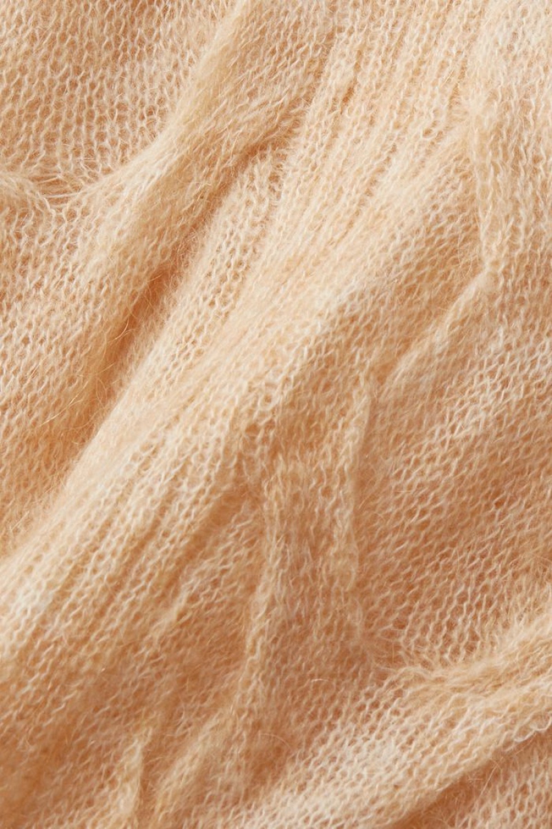 Dámské Jumpers Esprit Cable-knit Mohair-blend Turtleneck Béžový | GEV762308