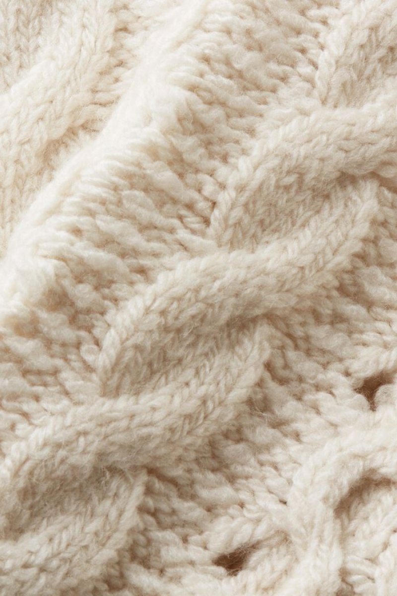 Dámské Jumpers Esprit Cable-knit Vlna-blend Bílé | TZN034615