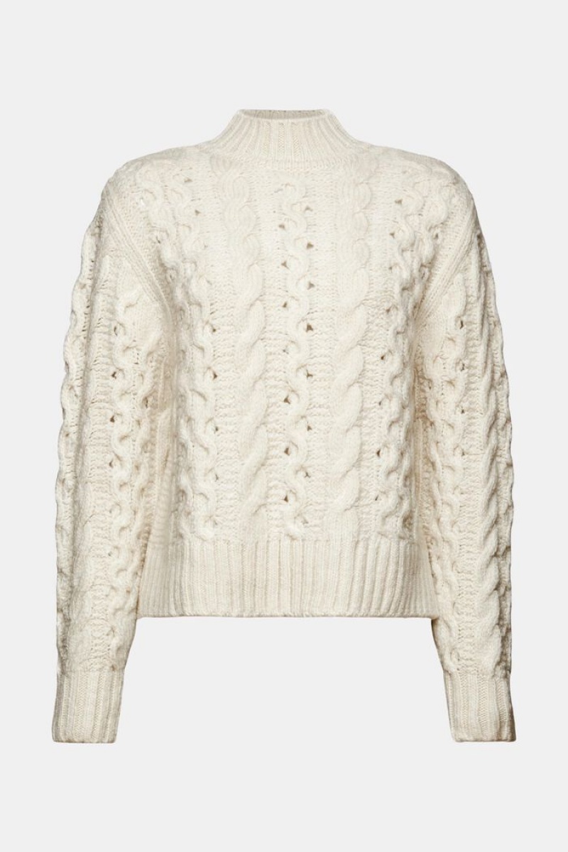 Dámské Jumpers Esprit Cable-knit Vlna-blend Bílé | TZN034615