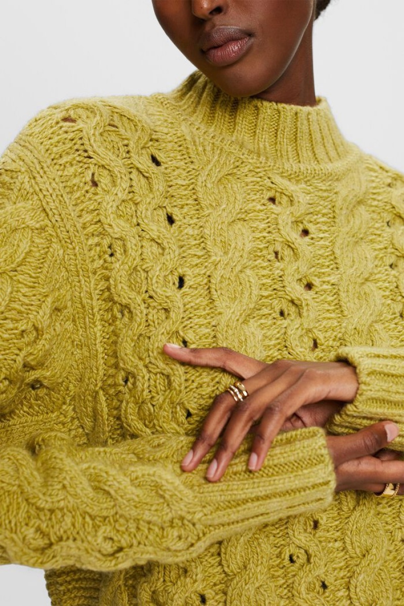 Dámské Jumpers Esprit Cable-knit Vlna-blend Zelene | BHX702683