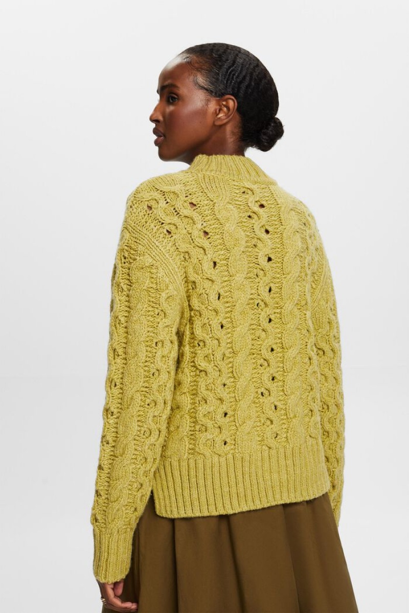 Dámské Jumpers Esprit Cable-knit Vlna-blend Zelene | BHX702683