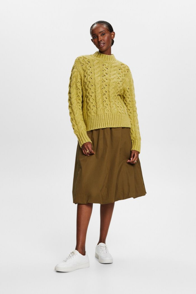 Dámské Jumpers Esprit Cable-knit Vlna-blend Zelene | BHX702683