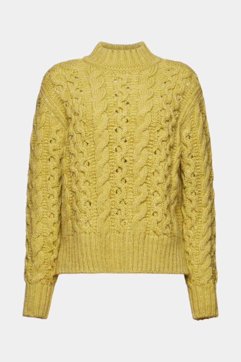 Dámské Jumpers Esprit Cable-knit Vlna-blend Zelene | BHX702683