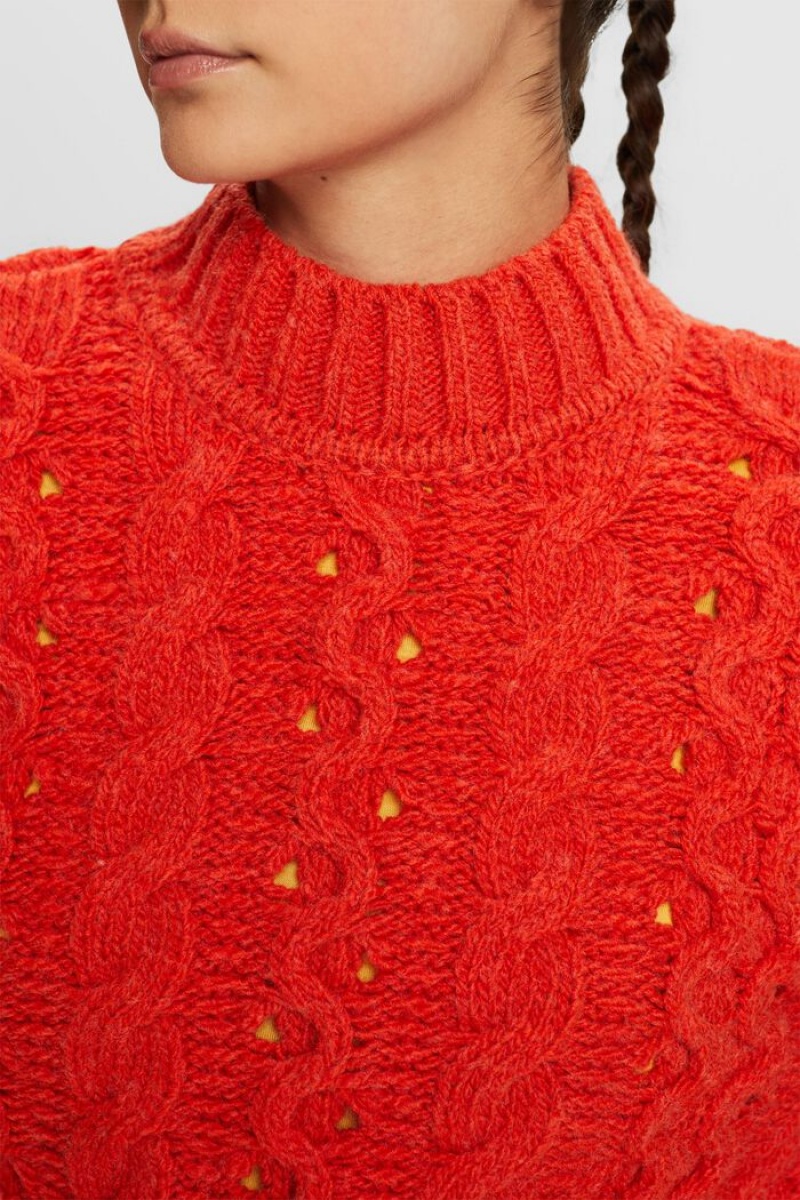 Dámské Jumpers Esprit Cable-knit Vlna-blend Světle Oranžové | YBE198503