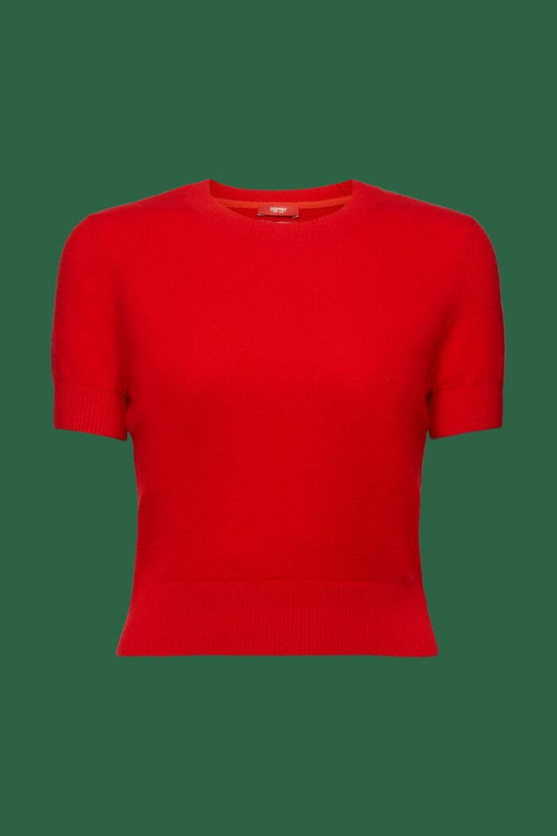 Dámské Jumpers Esprit Cashmere Krátké-sleeve Červené | IKR190362