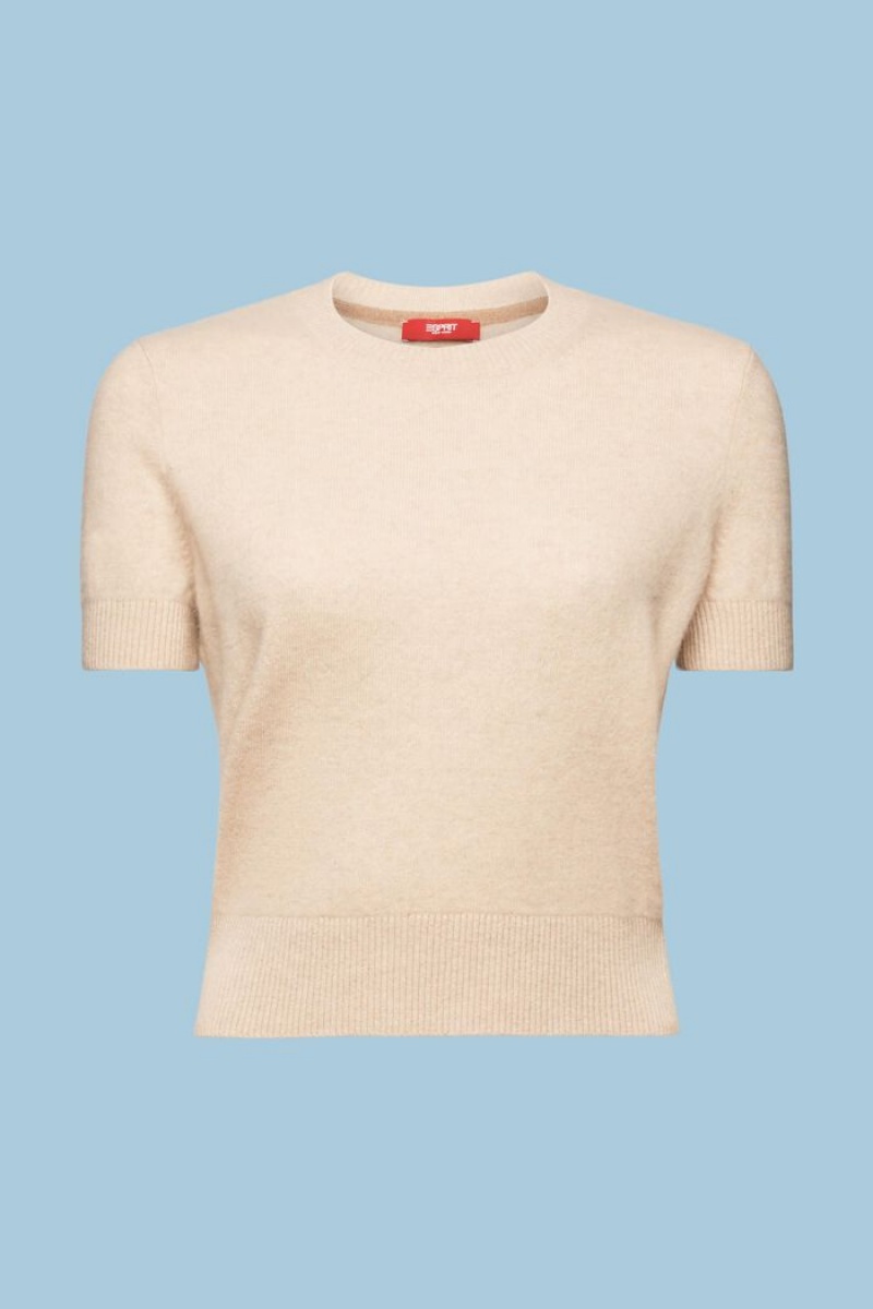 Dámské Jumpers Esprit Cashmere Krátké-sleeve Hnědé | MPJ741295