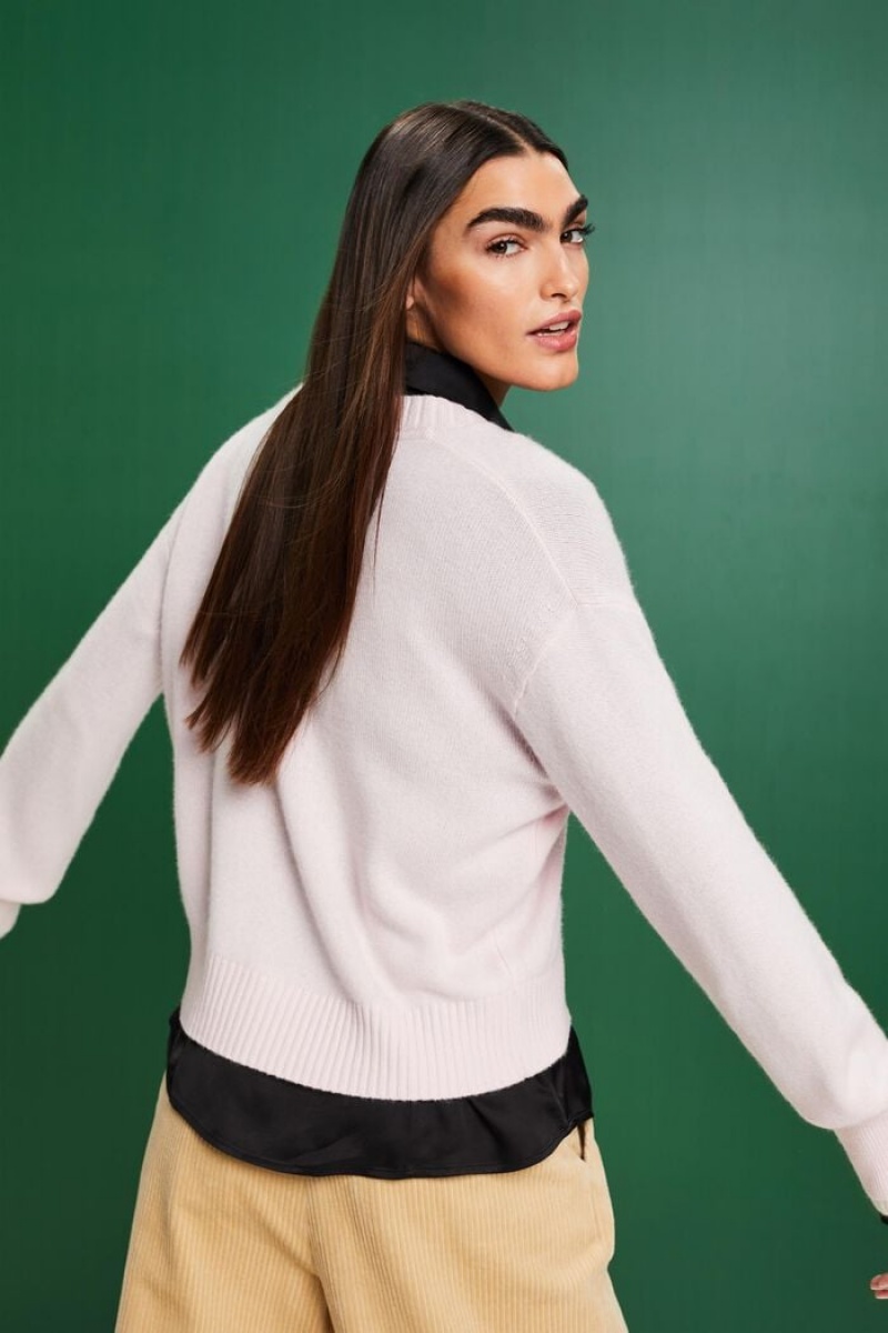 Dámské Jumpers Esprit Cashmere V-neck Světle Růžové | NTU605843