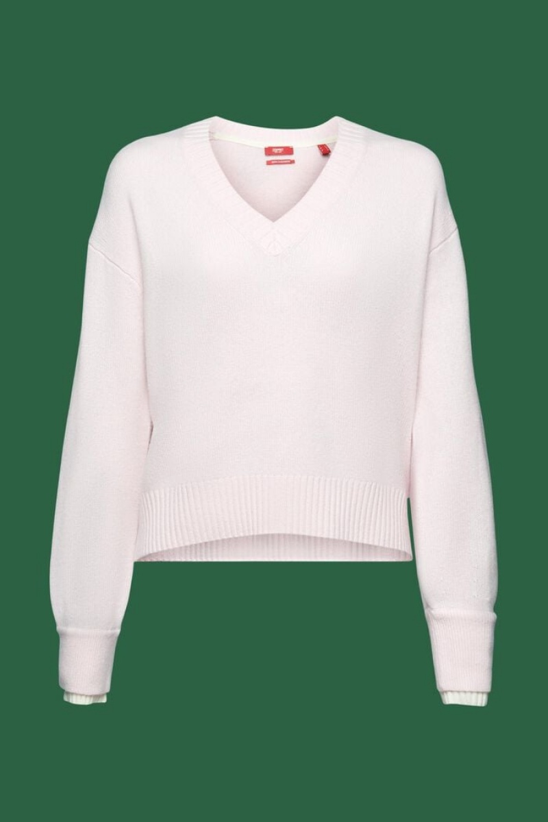 Dámské Jumpers Esprit Cashmere V-neck Světle Růžové | NTU605843