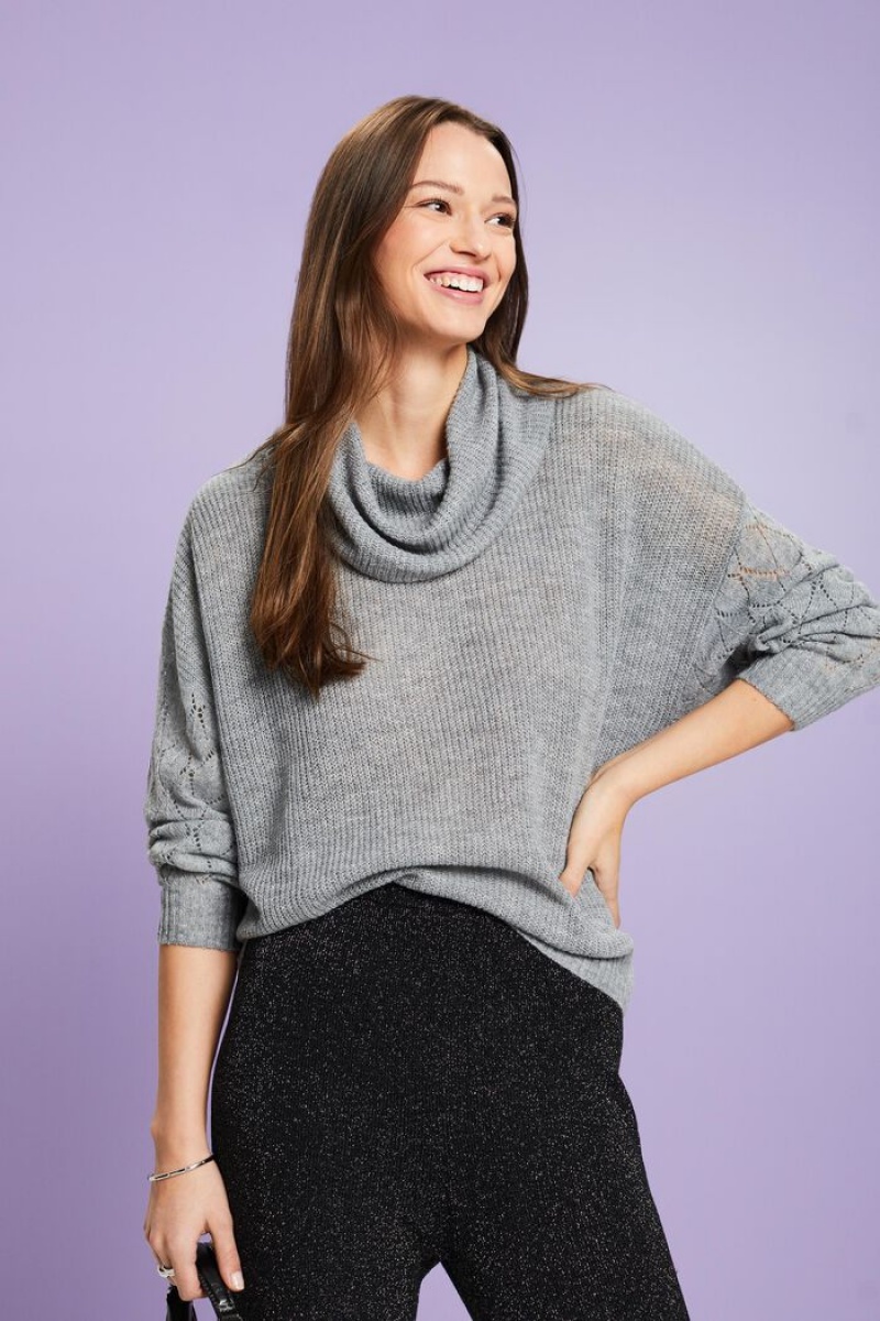 Dámské Jumpers Esprit Cowl Neck Šedé | FEX458069