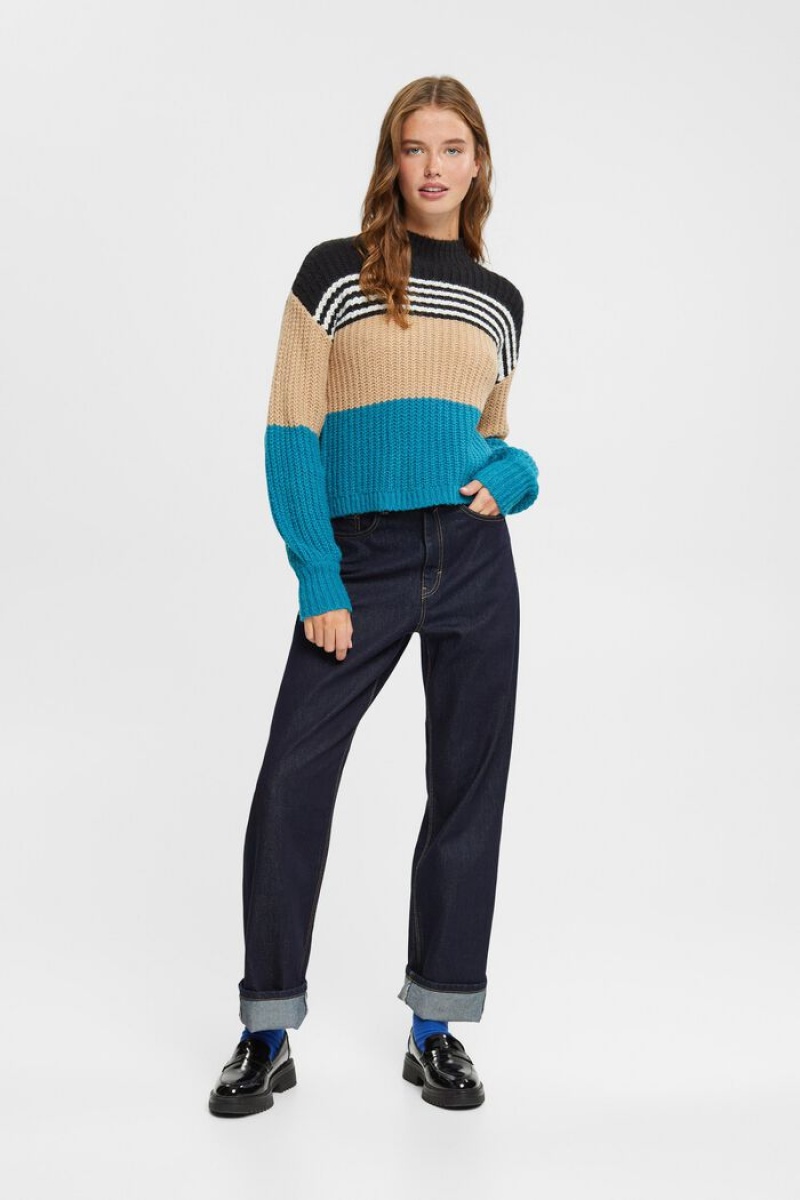 Dámské Jumpers Esprit Tlustý Knit Tyrkysové Blankyt | DBU743806