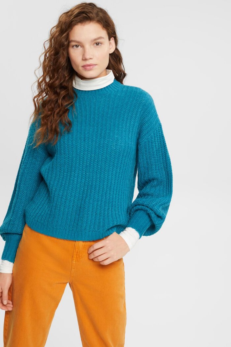 Dámské Jumpers Esprit Tlustý Knit Tyrkysové Blankyt | YPR327459