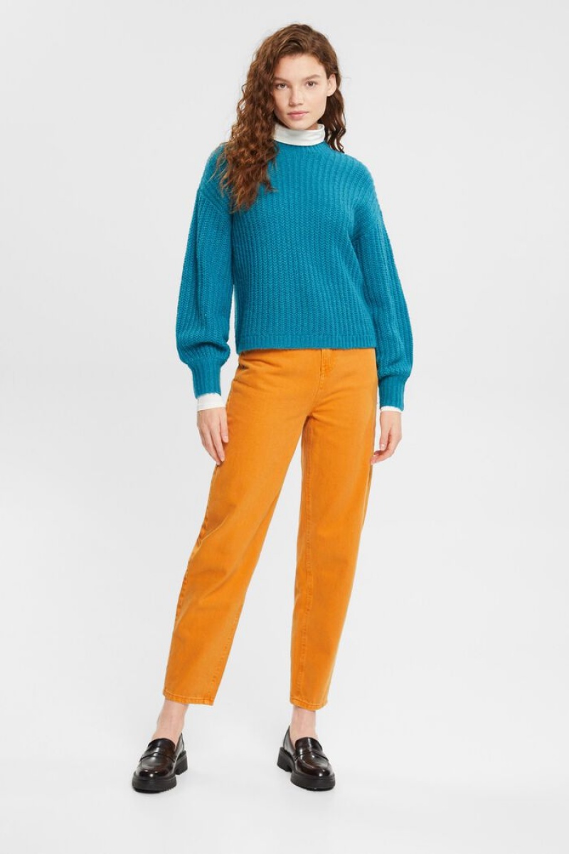 Dámské Jumpers Esprit Tlustý Knit Tyrkysové Blankyt | YPR327459