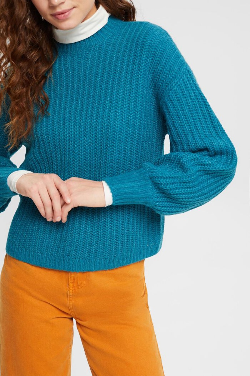 Dámské Jumpers Esprit Tlustý Knit Tyrkysové Blankyt | YPR327459