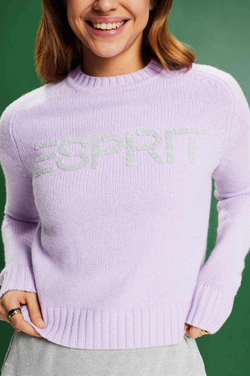 Dámské Jumpers Esprit Vlna Cashmere Logo Levandule | CDR286153