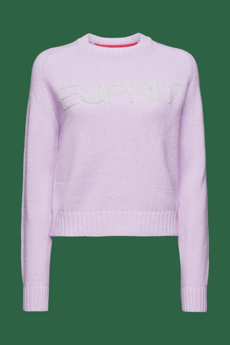 Dámské Jumpers Esprit Vlna Cashmere Logo Levandule | CDR286153