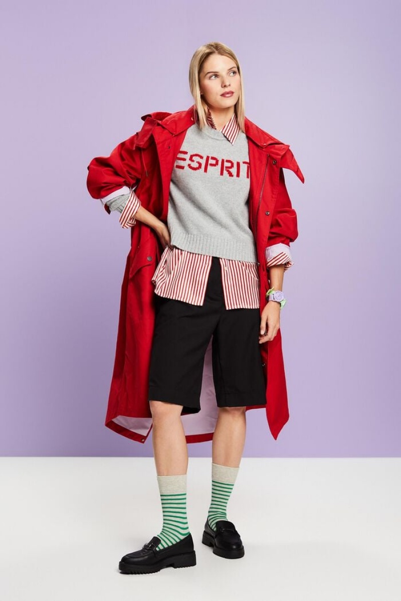 Dámské Jumpers Esprit Vlna Cashmere Logo Světle Šedé | VGW019625