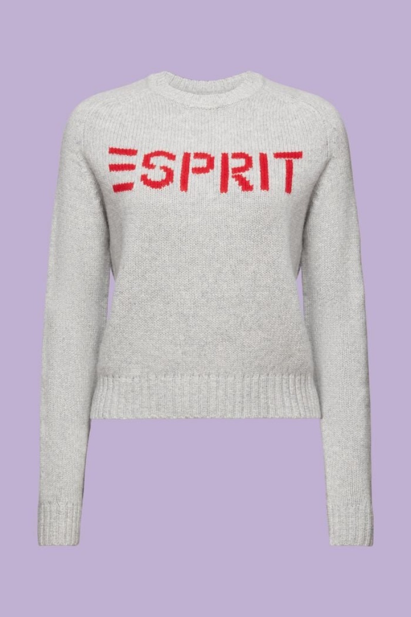 Dámské Jumpers Esprit Vlna Cashmere Logo Světle Šedé | VGW019625