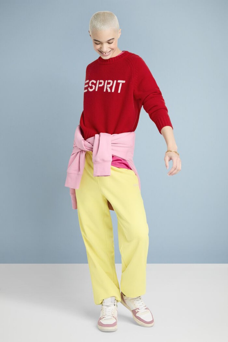 Dámské Jumpers Esprit Vlna Cashmere Logo Tmavě Červené | WPL205138