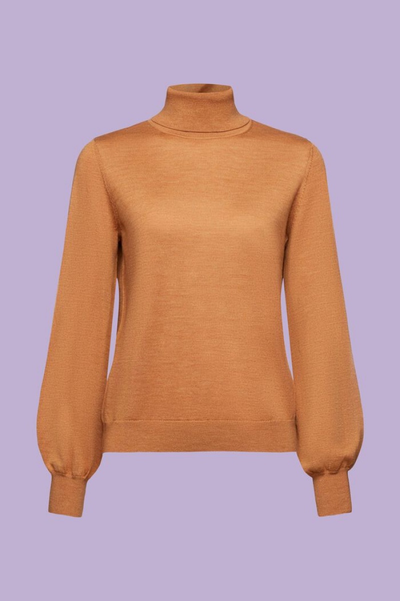 Dámské Jumpers Esprit Vlna Turtleneck Hnědé | FNB396105