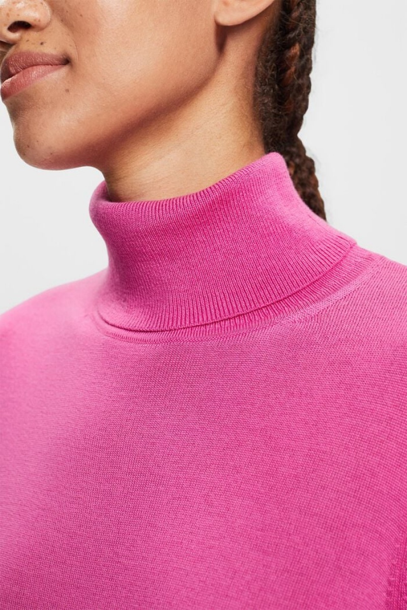 Dámské Jumpers Esprit Vlna Turtleneck Růžové Fuchsie | QVI952376