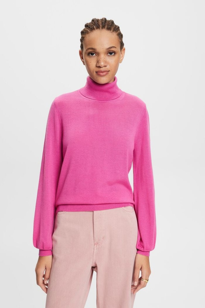 Dámské Jumpers Esprit Vlna Turtleneck Růžové Fuchsie | QVI952376