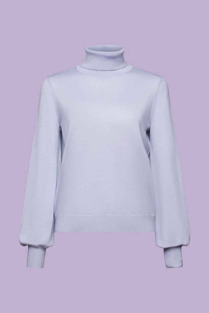 Dámské Jumpers Esprit Vlna Turtleneck Světle Blankyt Levandule | USB350298