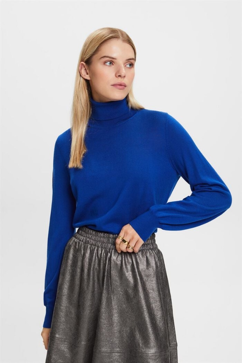 Dámské Jumpers Esprit Vlna Turtleneck Světle Blankyt | UGY872451