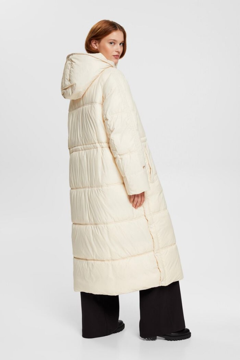 Dámské Kabáty Esprit Oversized Puffer With Drawstring Pasem Bílé | RWY623158