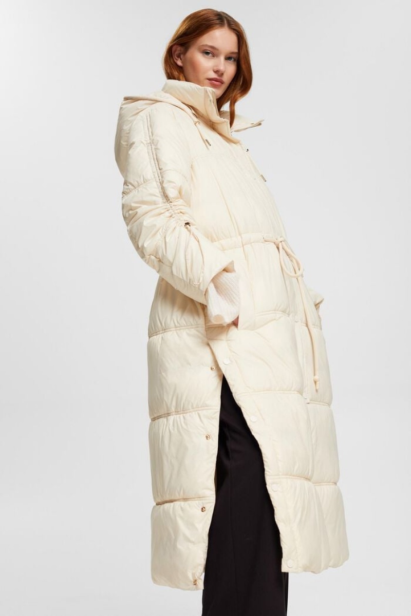 Dámské Kabáty Esprit Oversized Puffer With Drawstring Pasem Bílé | RWY623158