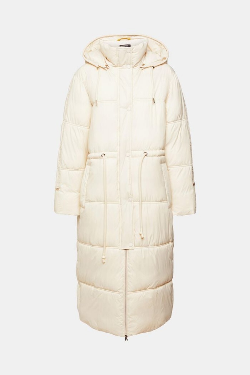 Dámské Kabáty Esprit Oversized Puffer With Drawstring Pasem Bílé | RWY623158