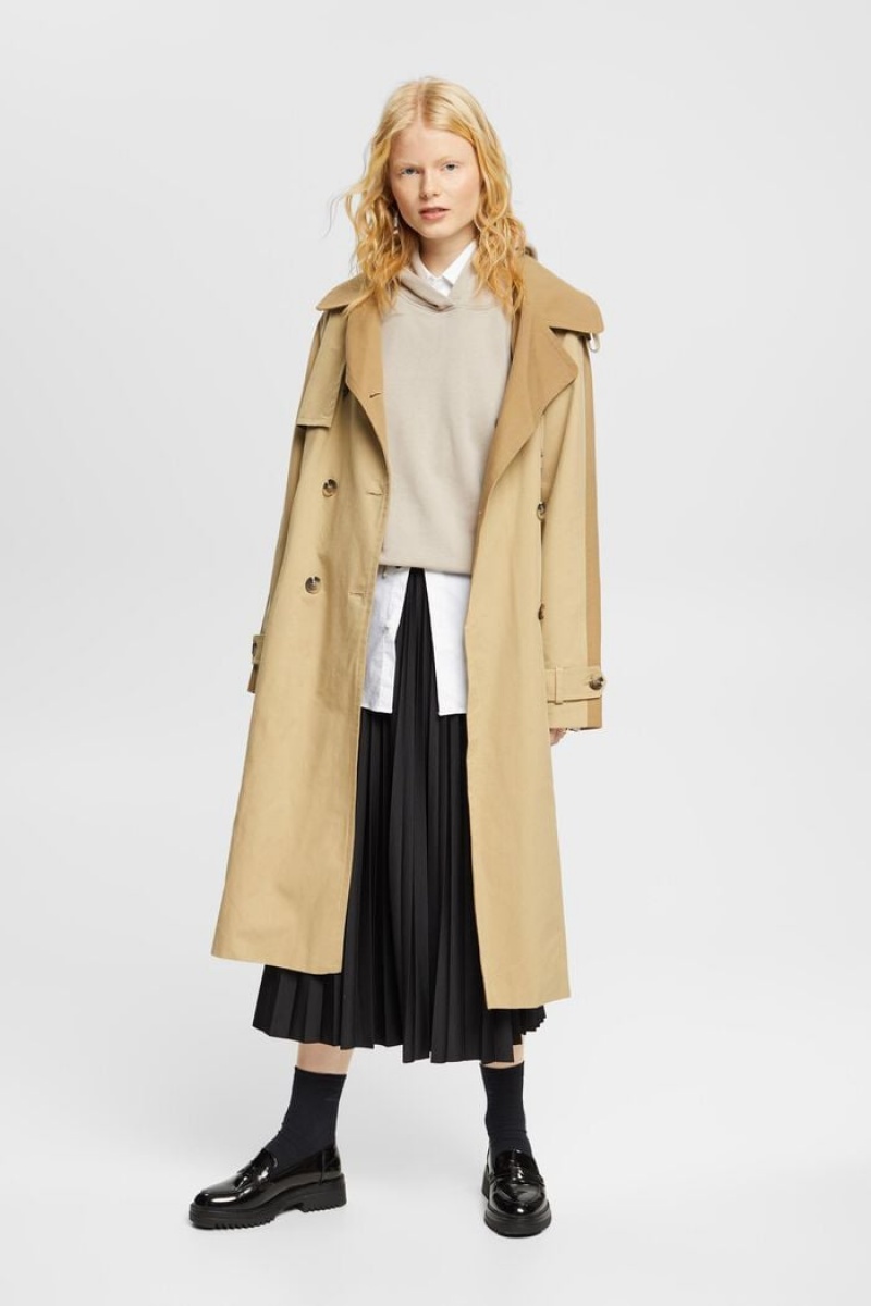 Dámské Kabáty Esprit Panelled Trench Hnědé | TOX418396