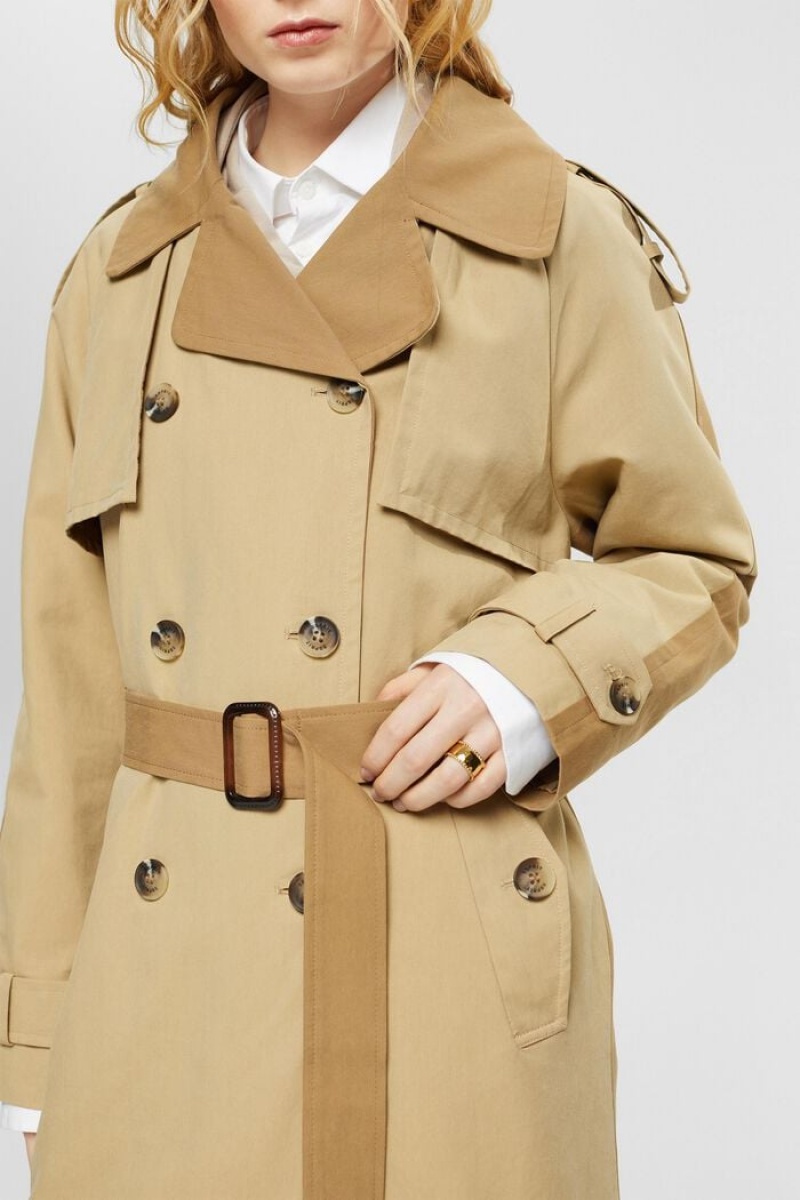 Dámské Kabáty Esprit Panelled Trench Hnědé | TOX418396