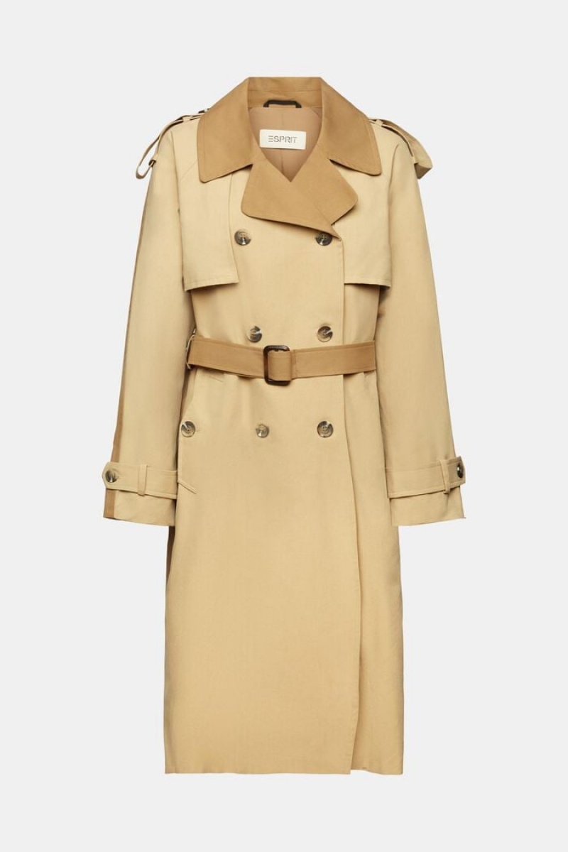 Dámské Kabáty Esprit Panelled Trench Hnědé | TOX418396