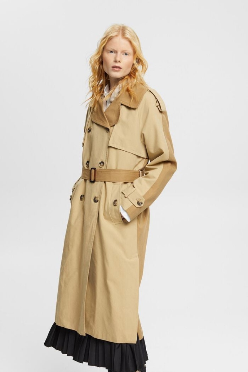 Dámské Kabáty Esprit Panelled Trench Hnědé | TOX418396