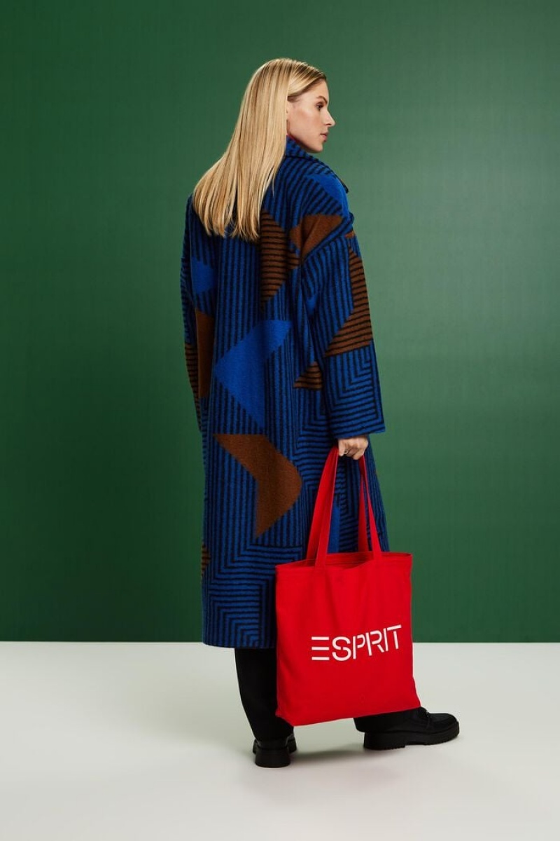 Dámské Kabáty Esprit Printed Vlna-blend Světle Blankyt | QIM940763