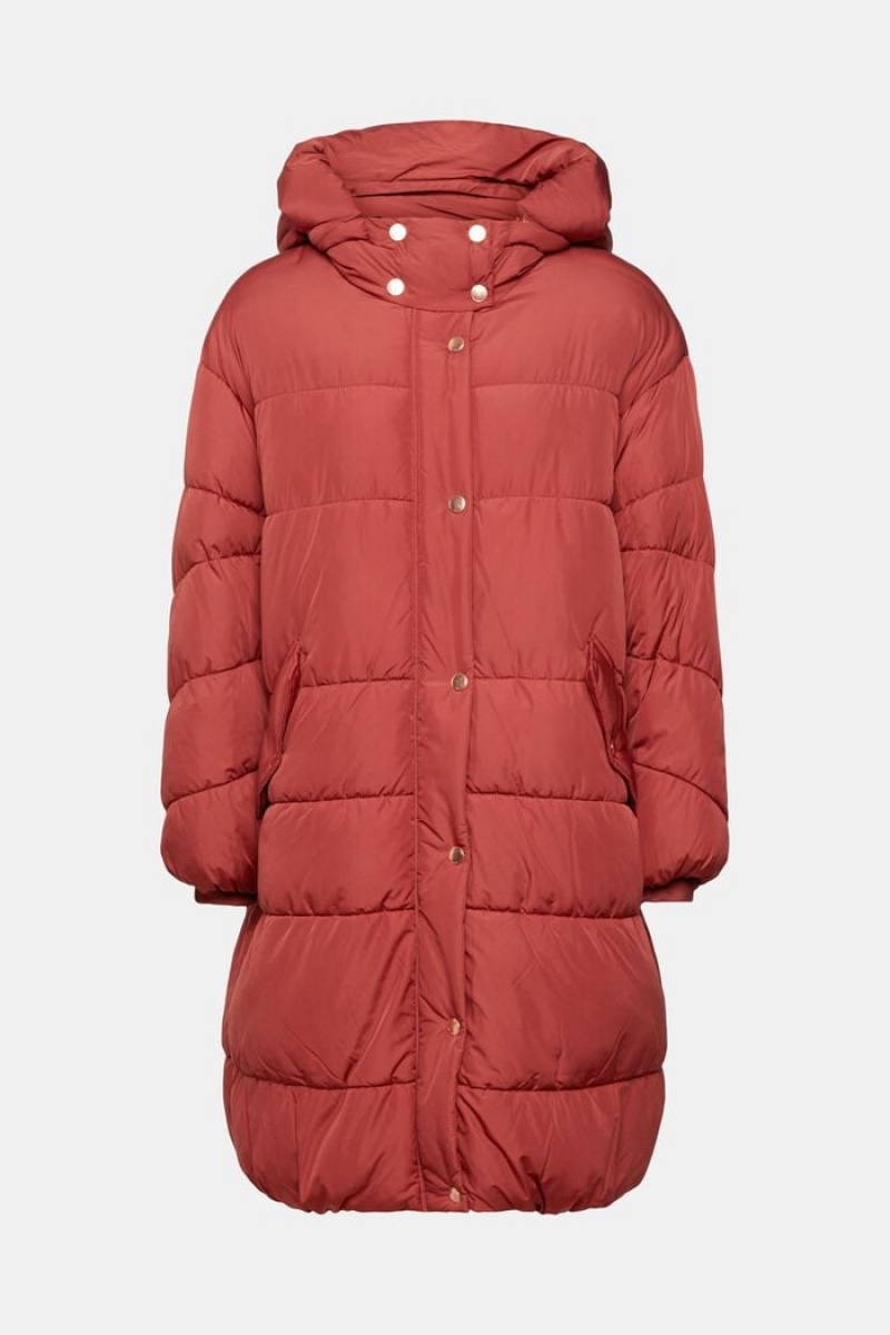 Dámské Kabáty Esprit Prošívaný With Detachable Hood Červené | CGA391760