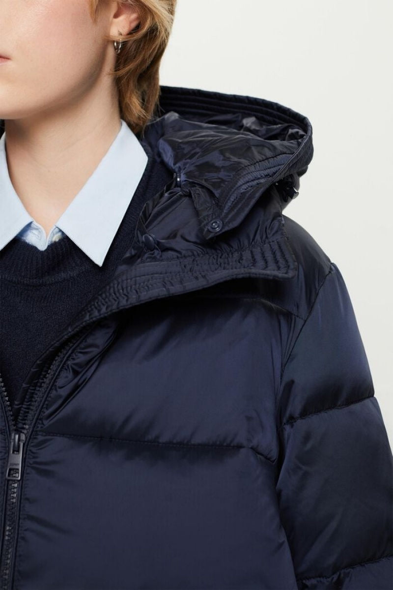 Dámské Kabáty Esprit Puffer With Detachable Hood Tmavě Blankyt | VMH432850