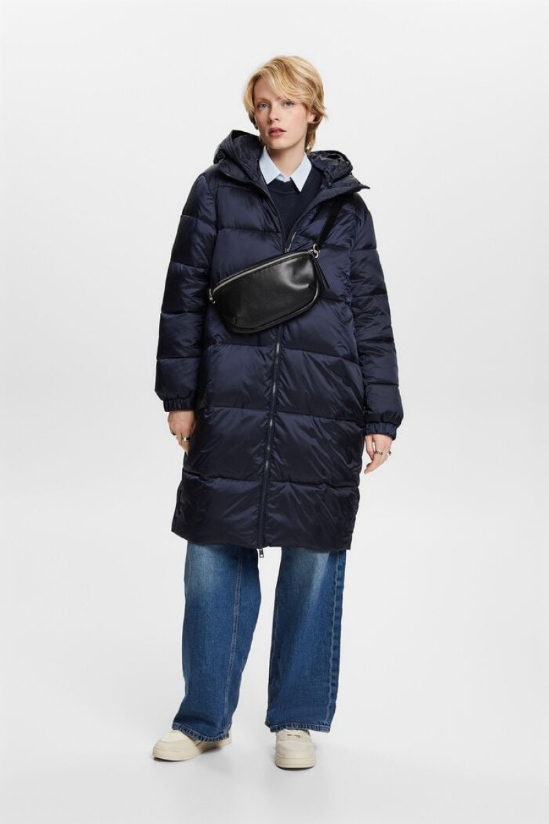 Dámské Kabáty Esprit Puffer With Detachable Hood Tmavě Blankyt | VMH432850