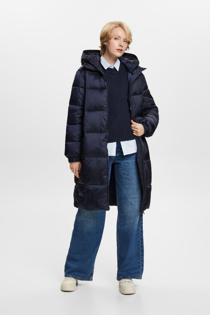 Dámské Kabáty Esprit Puffer With Detachable Hood Tmavě Blankyt | VMH432850