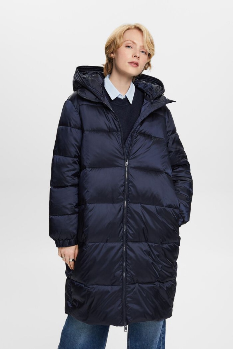 Dámské Kabáty Esprit Puffer With Detachable Hood Tmavě Blankyt | VMH432850