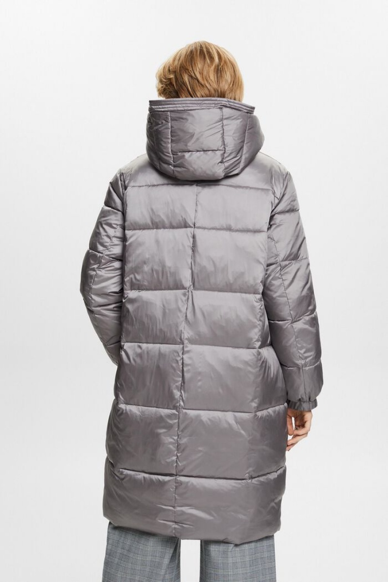 Dámské Kabáty Esprit Puffer With Detachable Hood Hnědé Šedé | VIW950623