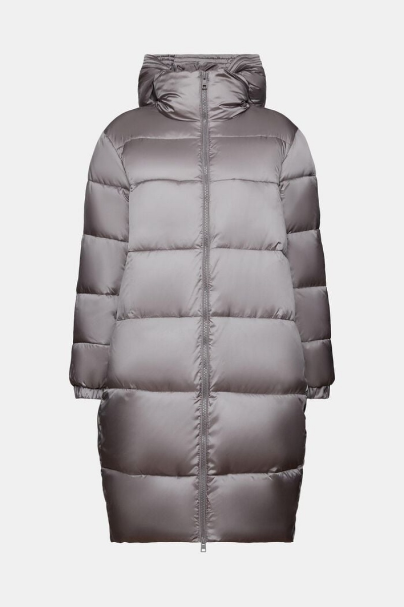 Dámské Kabáty Esprit Puffer With Detachable Hood Hnědé Šedé | VIW950623