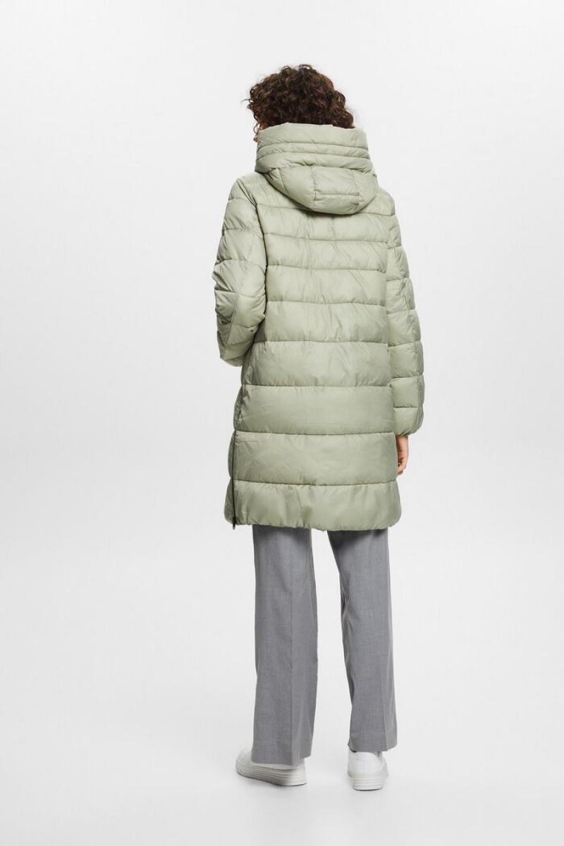 Dámské Kabáty Esprit Recycled: Puffer With A Hood Zelene | NPV485763