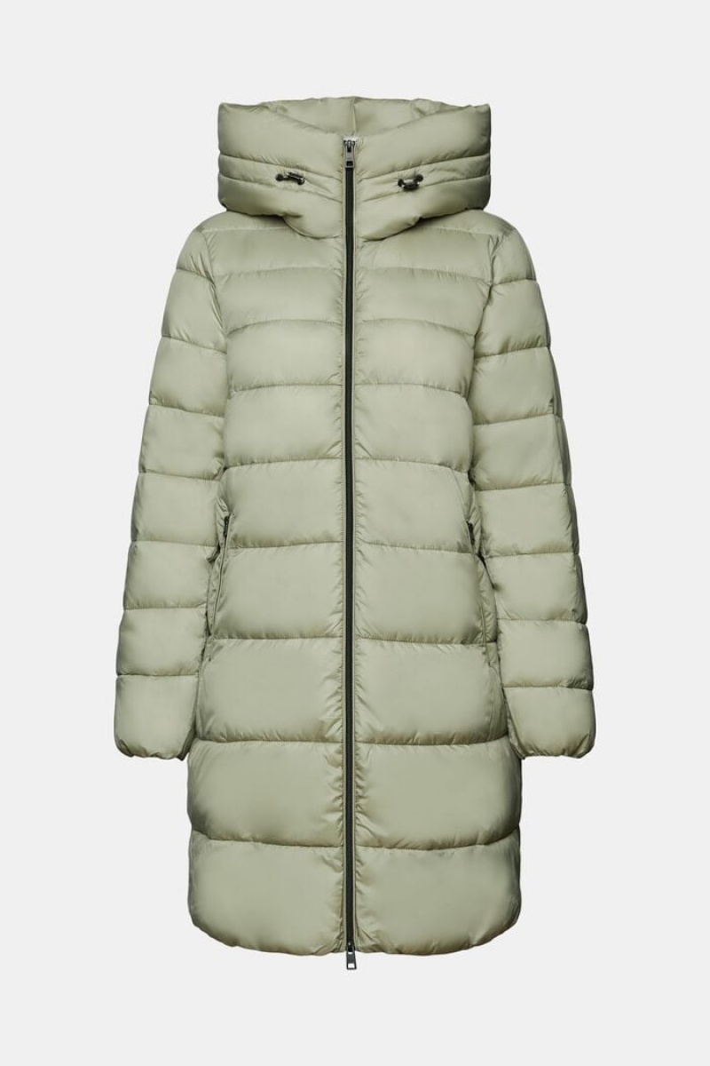 Dámské Kabáty Esprit Recycled: Puffer With A Hood Zelene | NPV485763